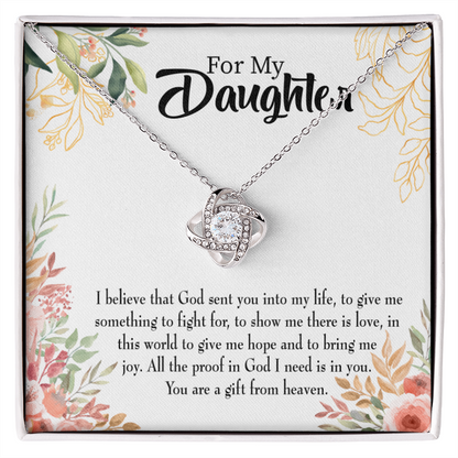 To My Daughter Gift From Heaven Religious Infinity Knot Necklace Message Card-Express Your Love Gifts