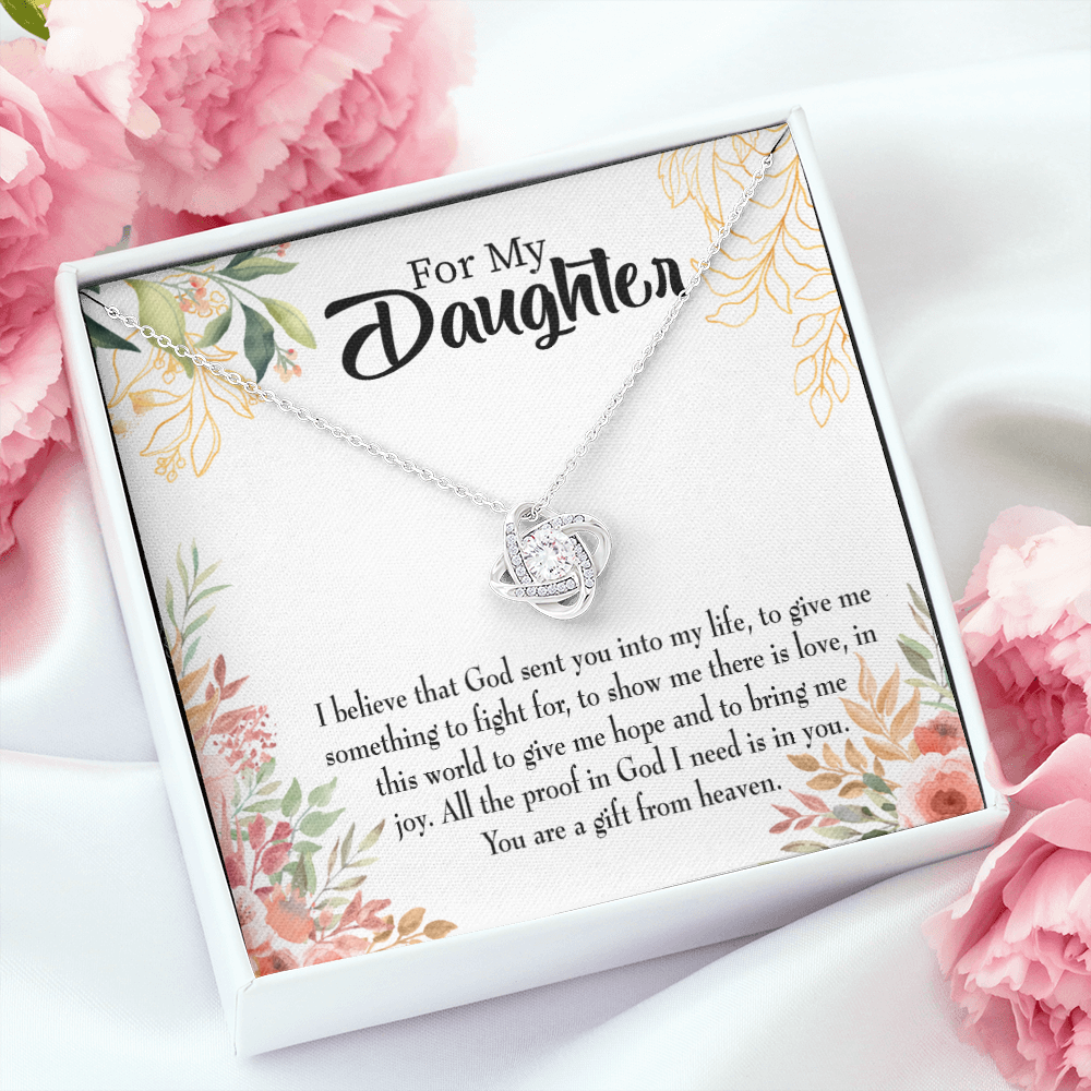 To My Daughter Gift From Heaven Religious Infinity Knot Necklace Message Card-Express Your Love Gifts