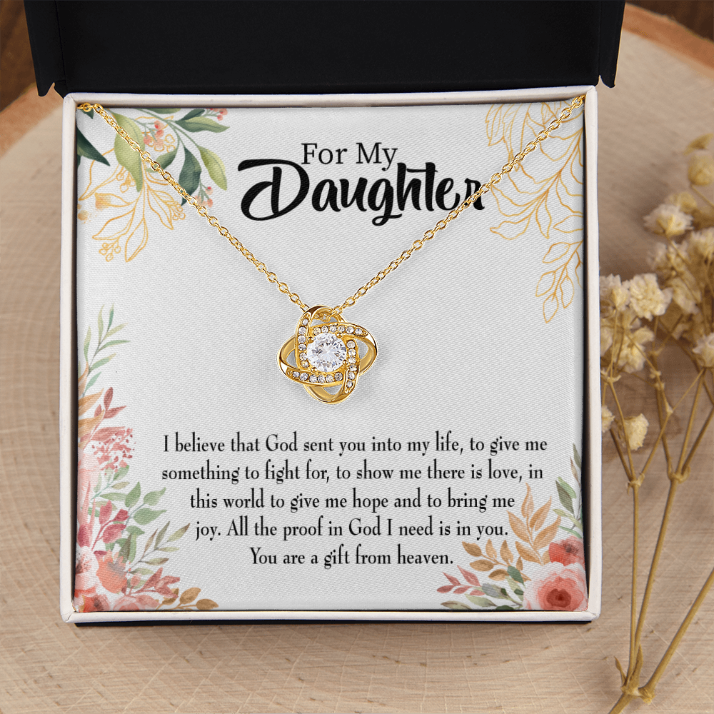 To My Daughter Gift From Heaven Religious Infinity Knot Necklace Message Card-Express Your Love Gifts