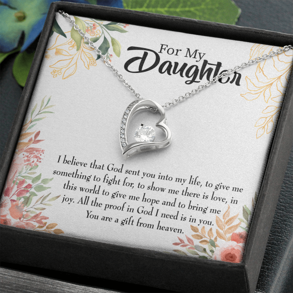 To My Daughter God Sent Daughter Forever Necklace w Message Card-Express Your Love Gifts
