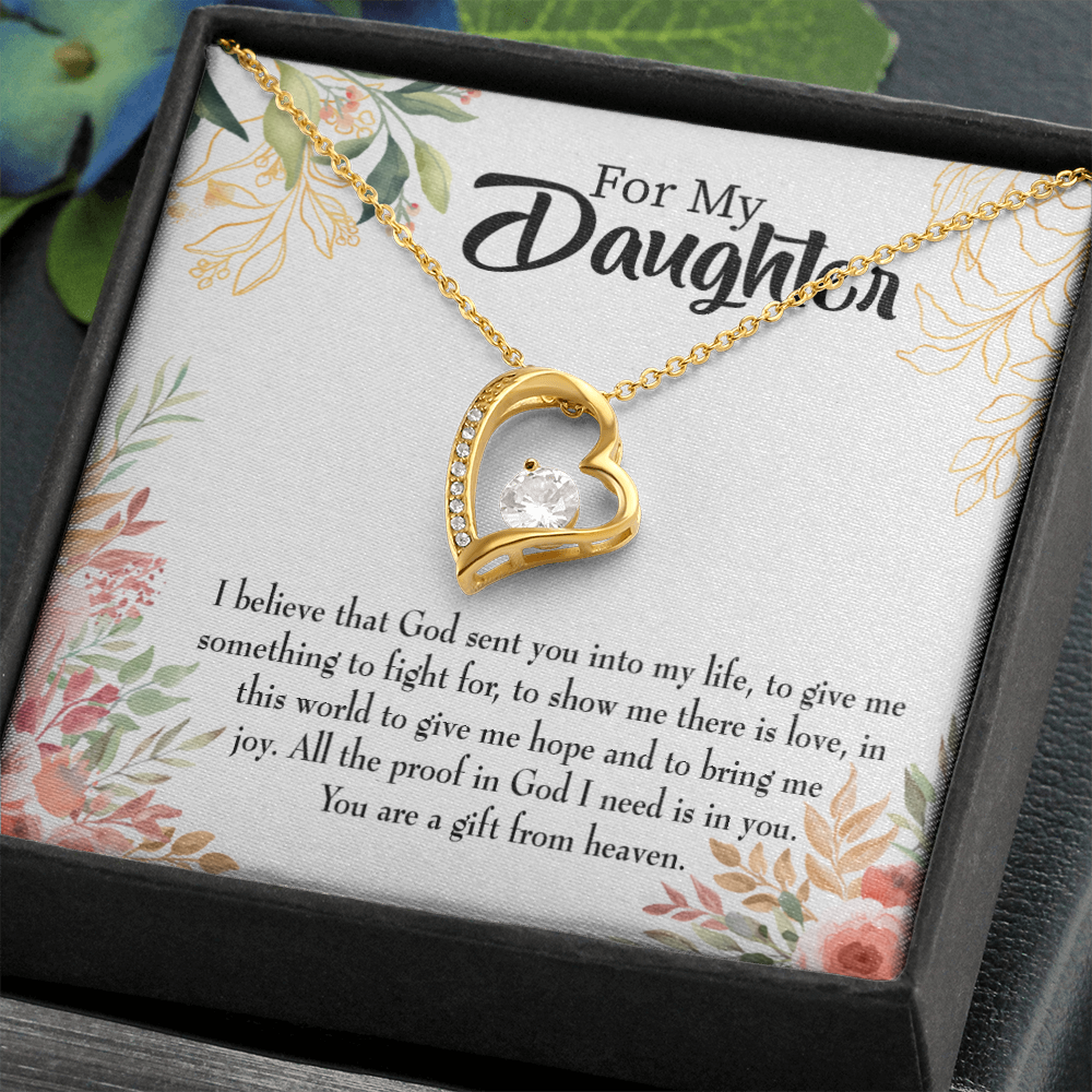 To My Daughter God Sent Daughter Forever Necklace w Message Card-Express Your Love Gifts