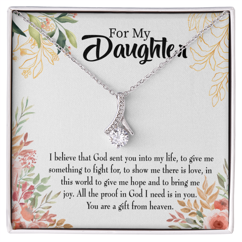 To My Daughter God Sent Daughter Religious Alluring Ribbon Necklace Message Card-Express Your Love Gifts