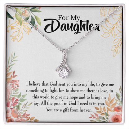 To My Daughter God Sent Daughter Religious Alluring Ribbon Necklace Message Card-Express Your Love Gifts