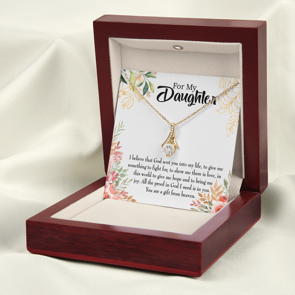 To My Daughter God Sent Daughter Religious Alluring Ribbon Necklace Message Card-Express Your Love Gifts