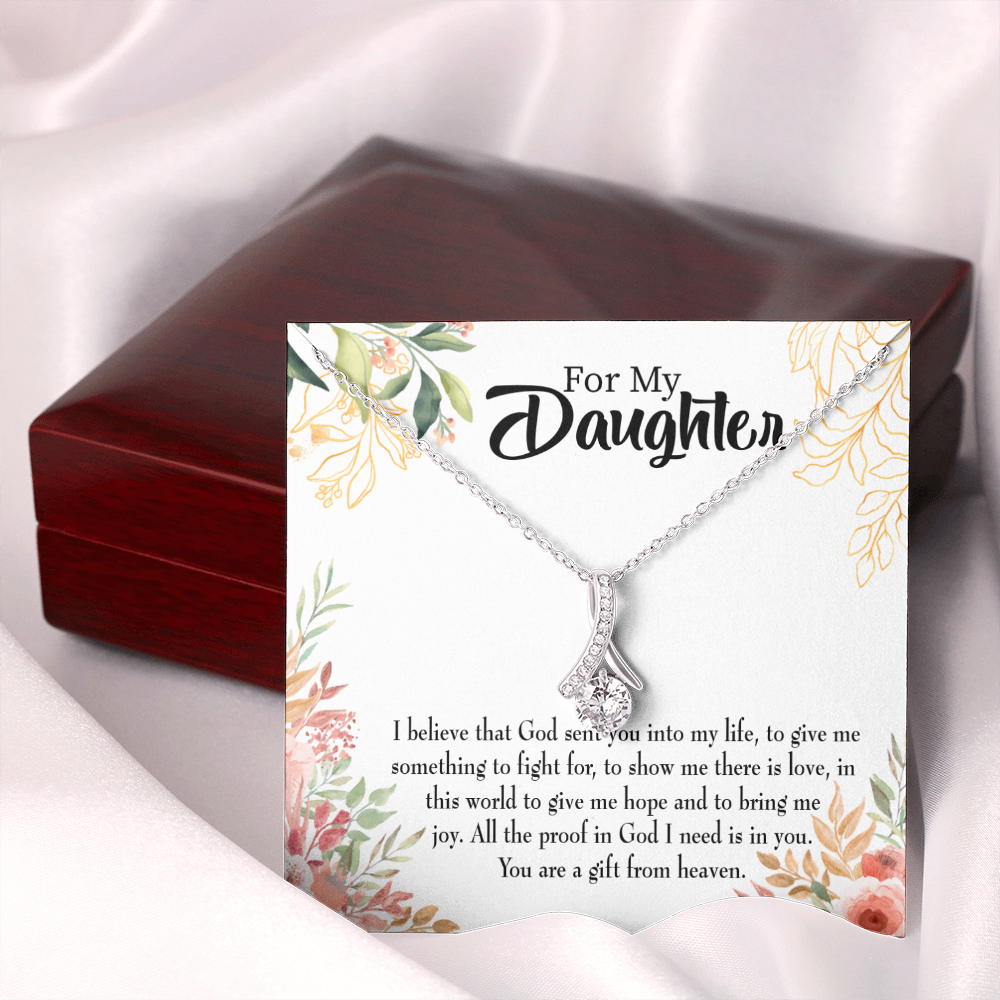 To My Daughter God Sent Daughter Religious Alluring Ribbon Necklace Message Card-Express Your Love Gifts