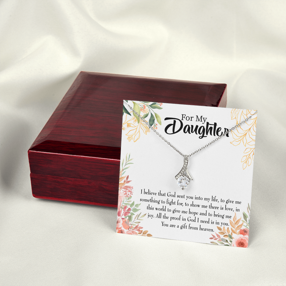 To My Daughter God Sent Daughter Religious Alluring Ribbon Necklace Message Card-Express Your Love Gifts