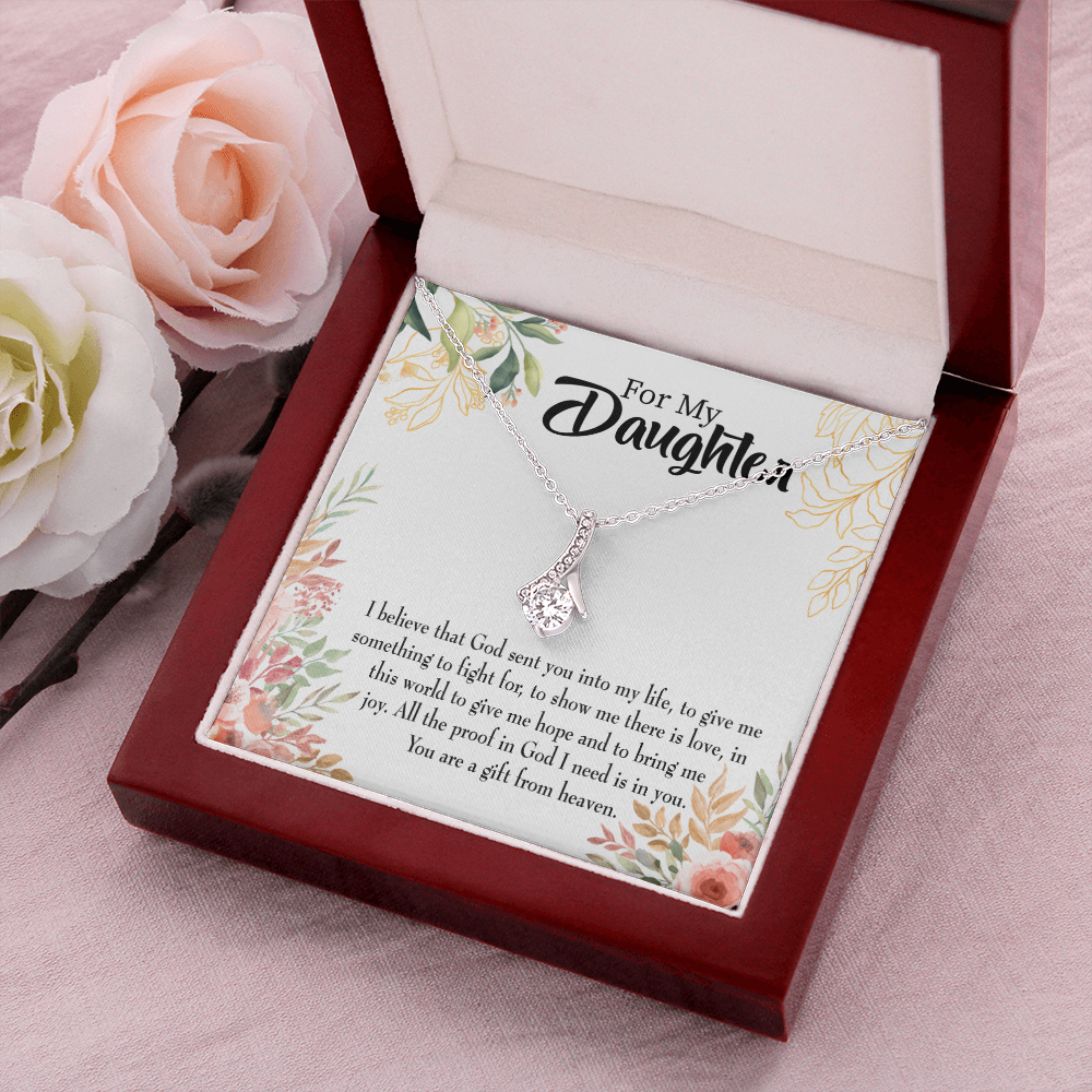 To My Daughter God Sent Daughter Religious Alluring Ribbon Necklace Message Card-Express Your Love Gifts