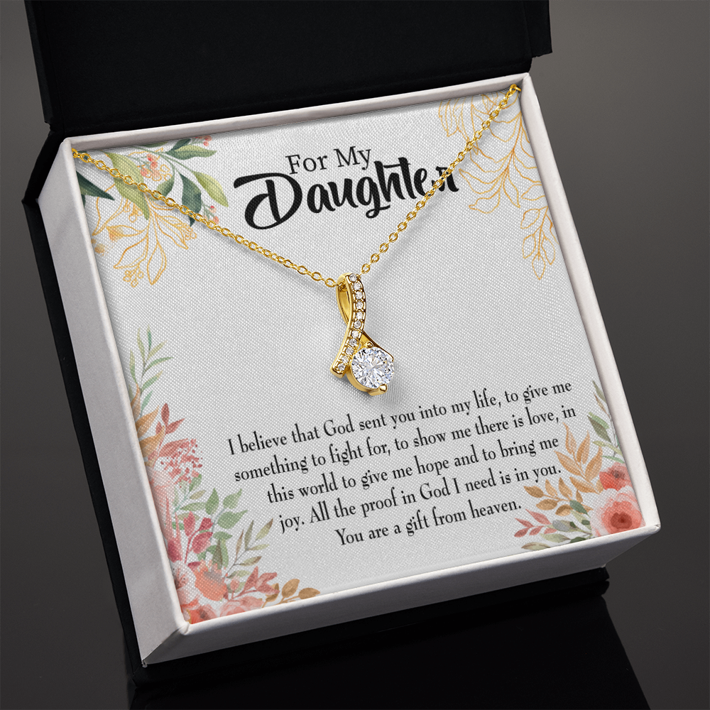 To My Daughter God Sent Daughter Religious Alluring Ribbon Necklace Message Card-Express Your Love Gifts