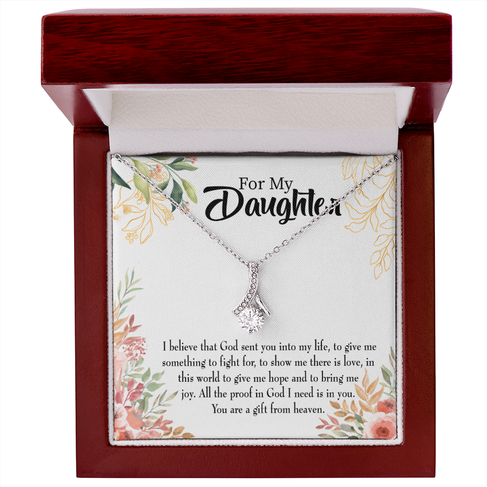To My Daughter God Sent Daughter Religious Alluring Ribbon Necklace Message Card-Express Your Love Gifts