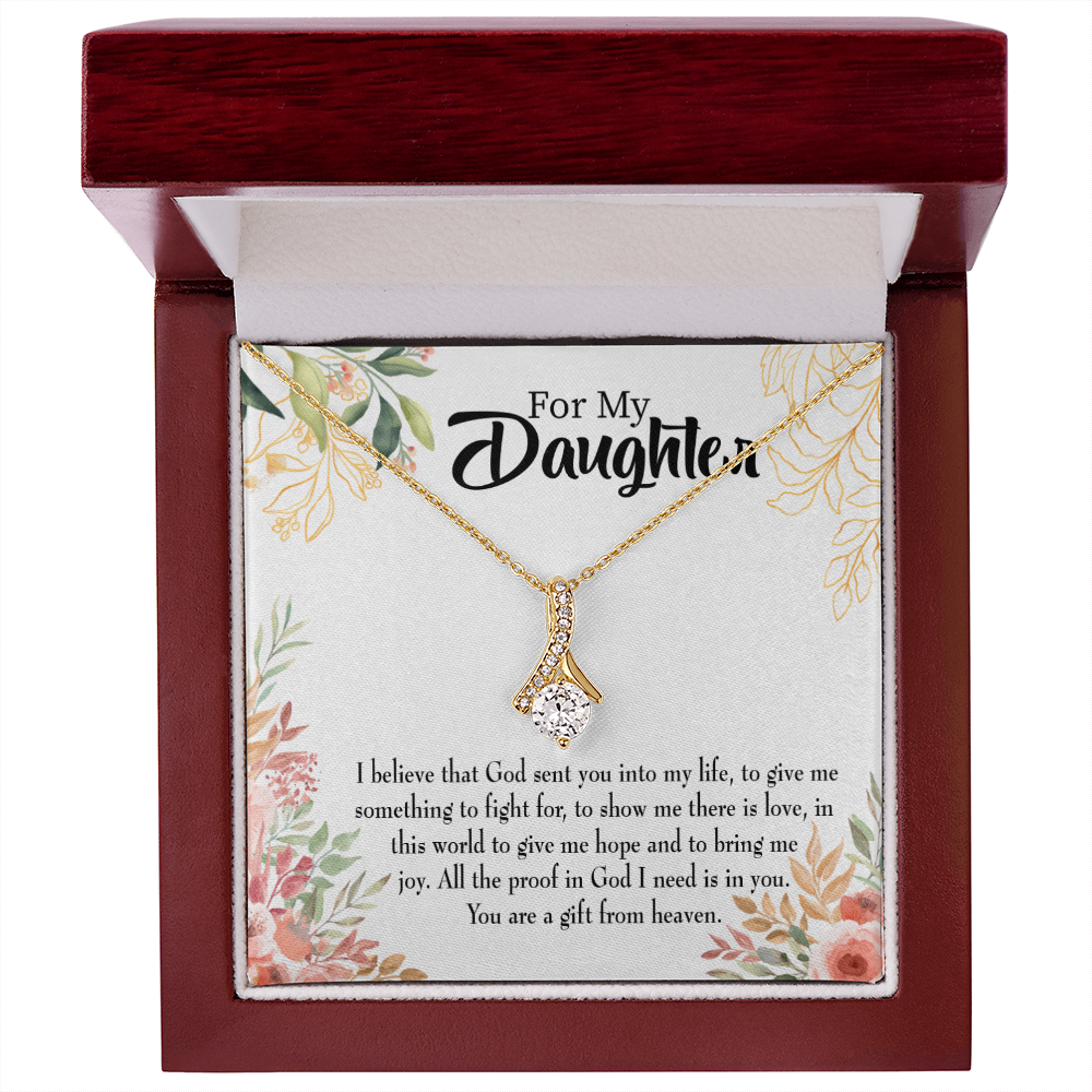 To My Daughter God Sent Daughter Religious Alluring Ribbon Necklace Message Card-Express Your Love Gifts