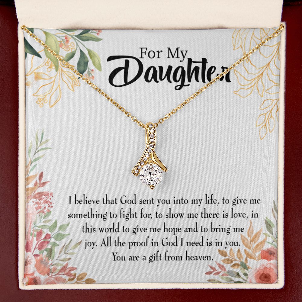 To My Daughter God Sent Daughter Religious Alluring Ribbon Necklace Message Card-Express Your Love Gifts