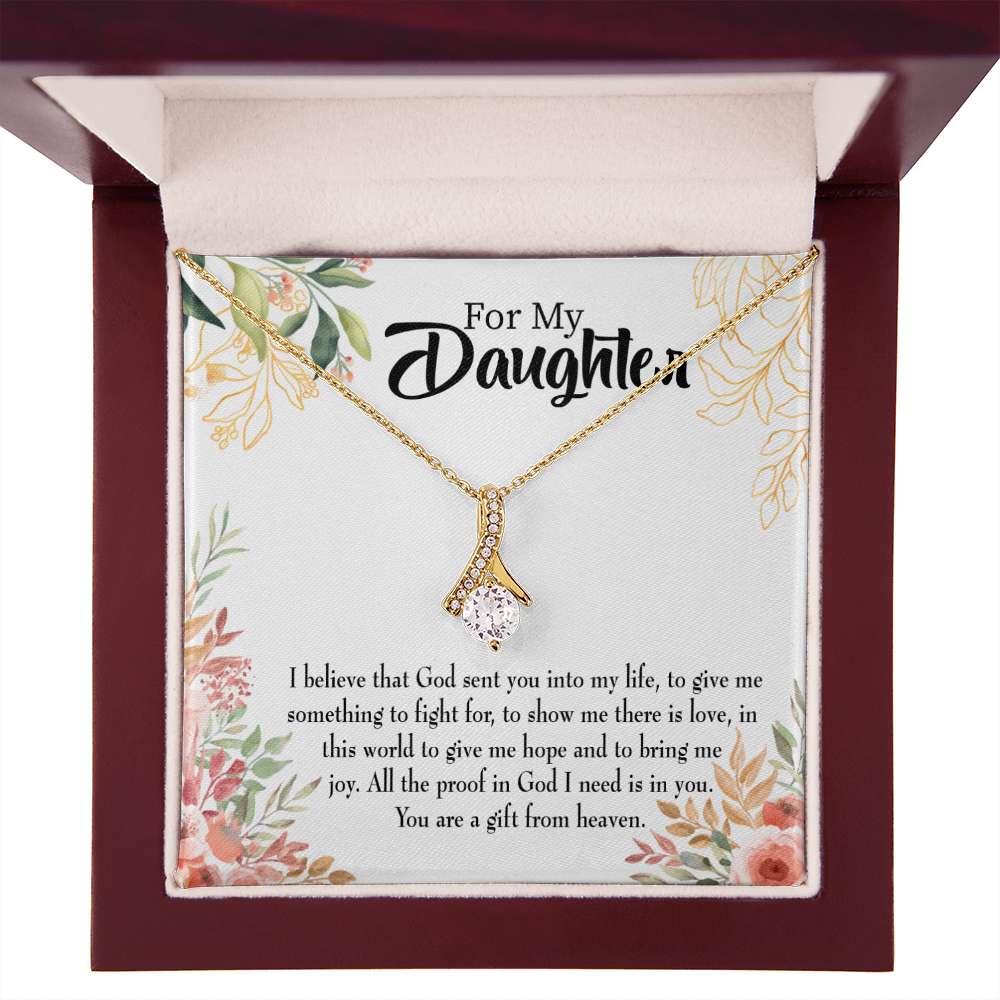 To My Daughter God Sent Daughter Religious Alluring Ribbon Necklace Message Card-Express Your Love Gifts