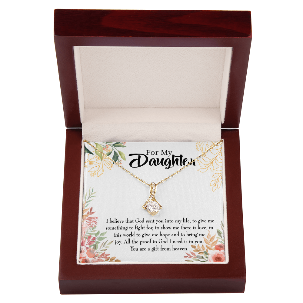To My Daughter God Sent Daughter Religious Alluring Ribbon Necklace Message Card-Express Your Love Gifts