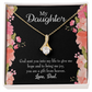To My Daughter God Sent Daughter to Dad's Life Alluring Ribbon Necklace Message Card-Express Your Love Gifts