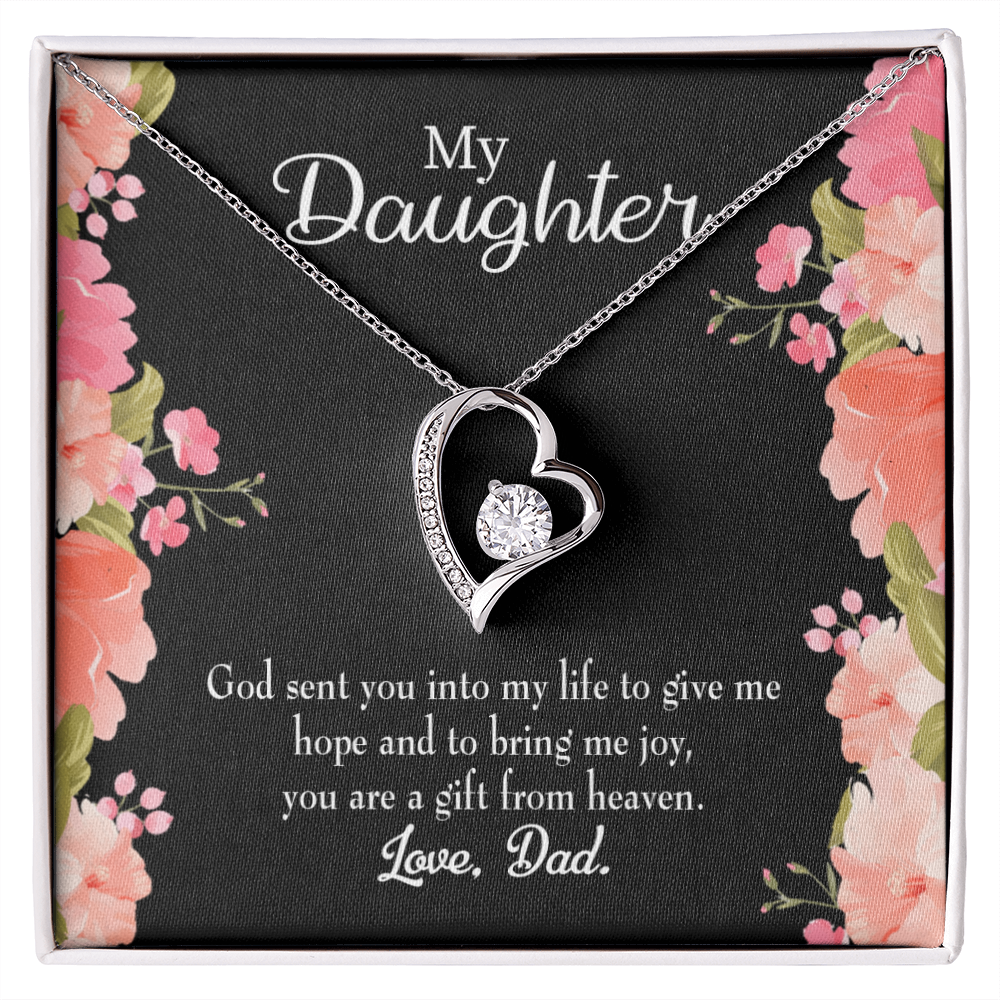 To My Daughter God Sent Daughter to Dad's Life Forever Necklace w Message Card-Express Your Love Gifts