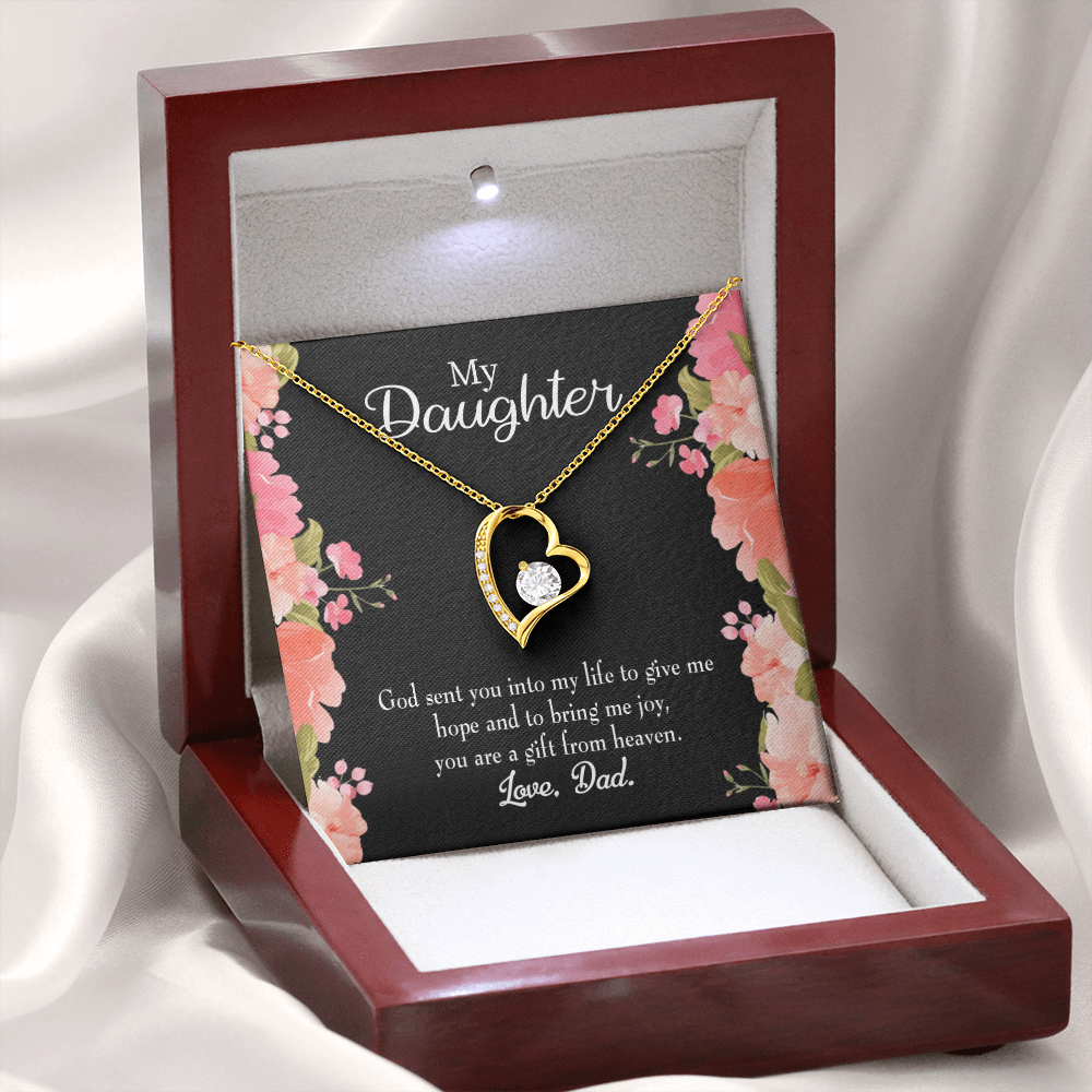 To My Daughter God Sent Daughter to Dad's Life Forever Necklace w Message Card-Express Your Love Gifts