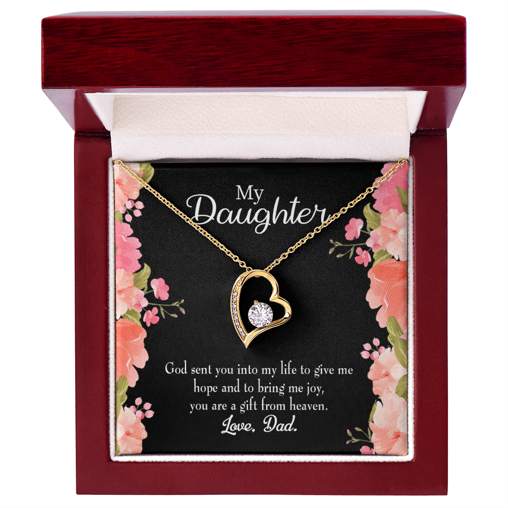 To My Daughter God Sent Daughter to Dad's Life Forever Necklace w Message Card-Express Your Love Gifts