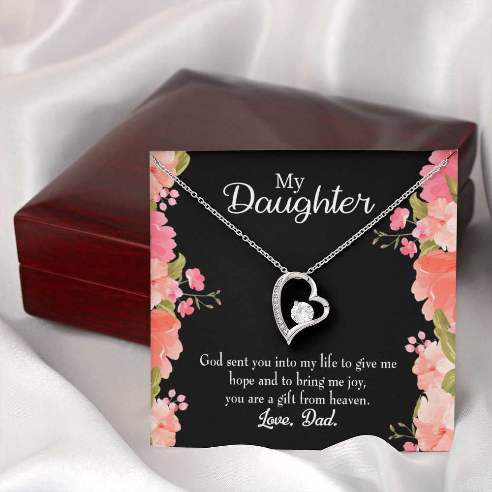 To My Daughter God Sent Daughter to Dad's Life Forever Necklace w Message Card-Express Your Love Gifts