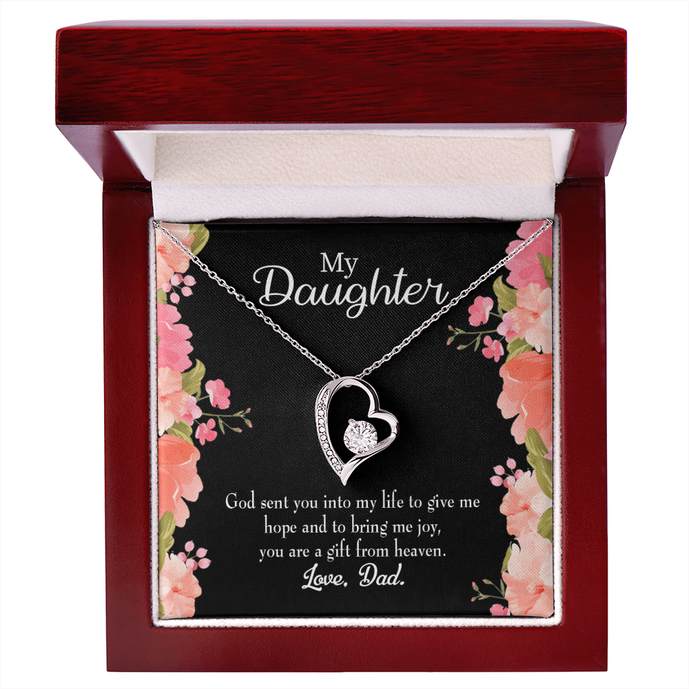 To My Daughter God Sent Daughter to Dad's Life Forever Necklace w Message Card-Express Your Love Gifts