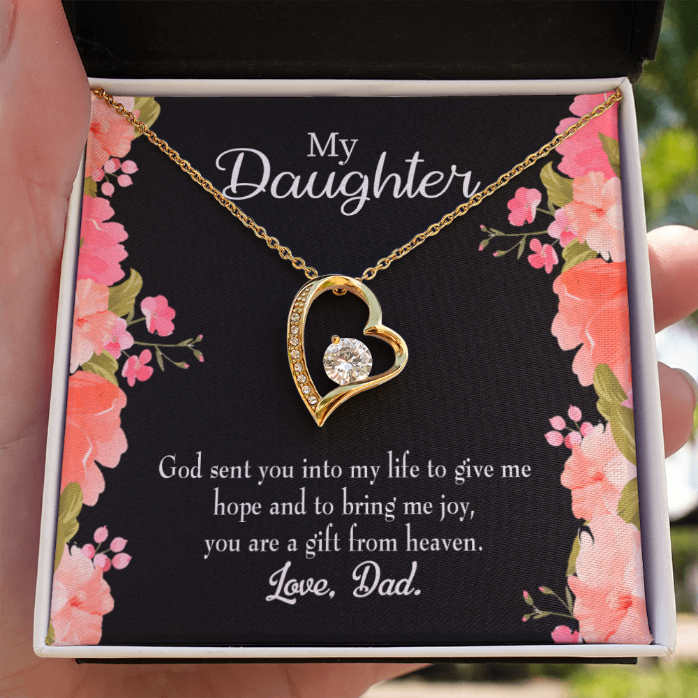 To My Daughter God Sent Daughter to Dad's Life Forever Necklace w Message Card-Express Your Love Gifts