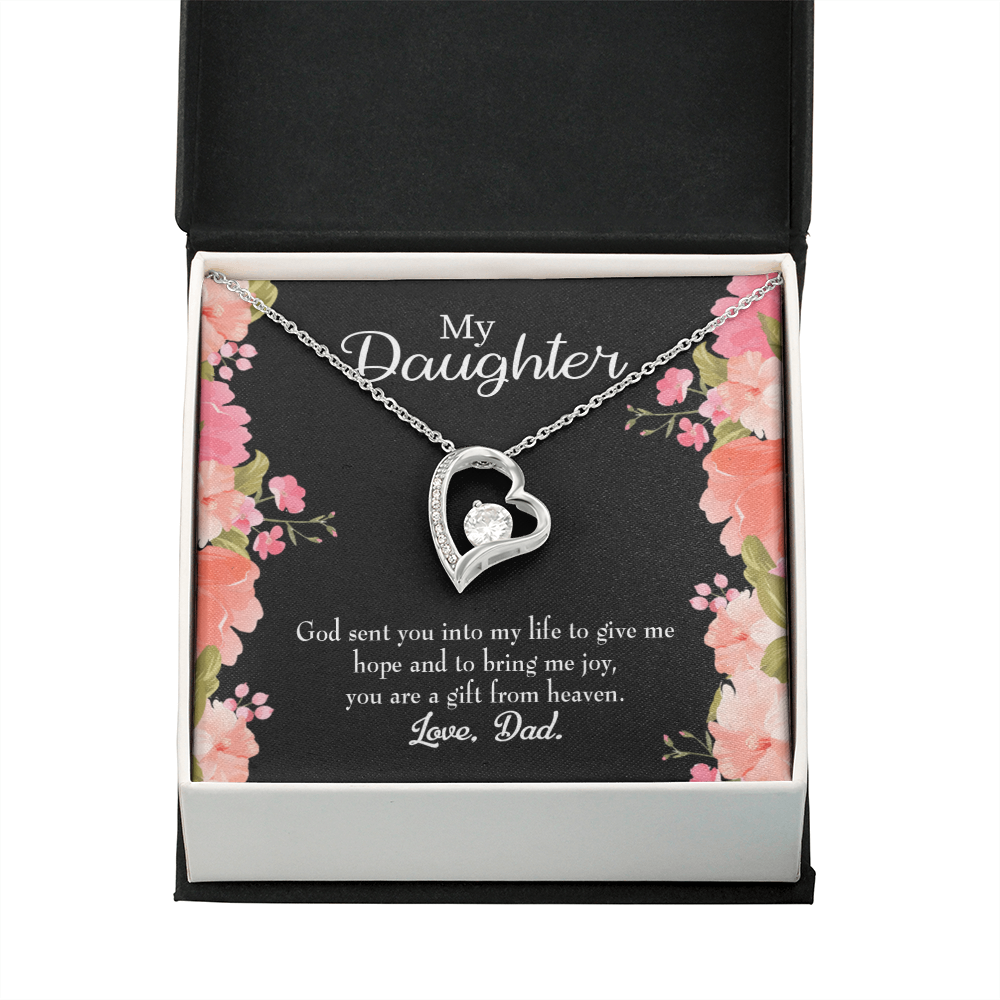 To My Daughter God Sent Daughter to Dad's Life Forever Necklace w Message Card-Express Your Love Gifts