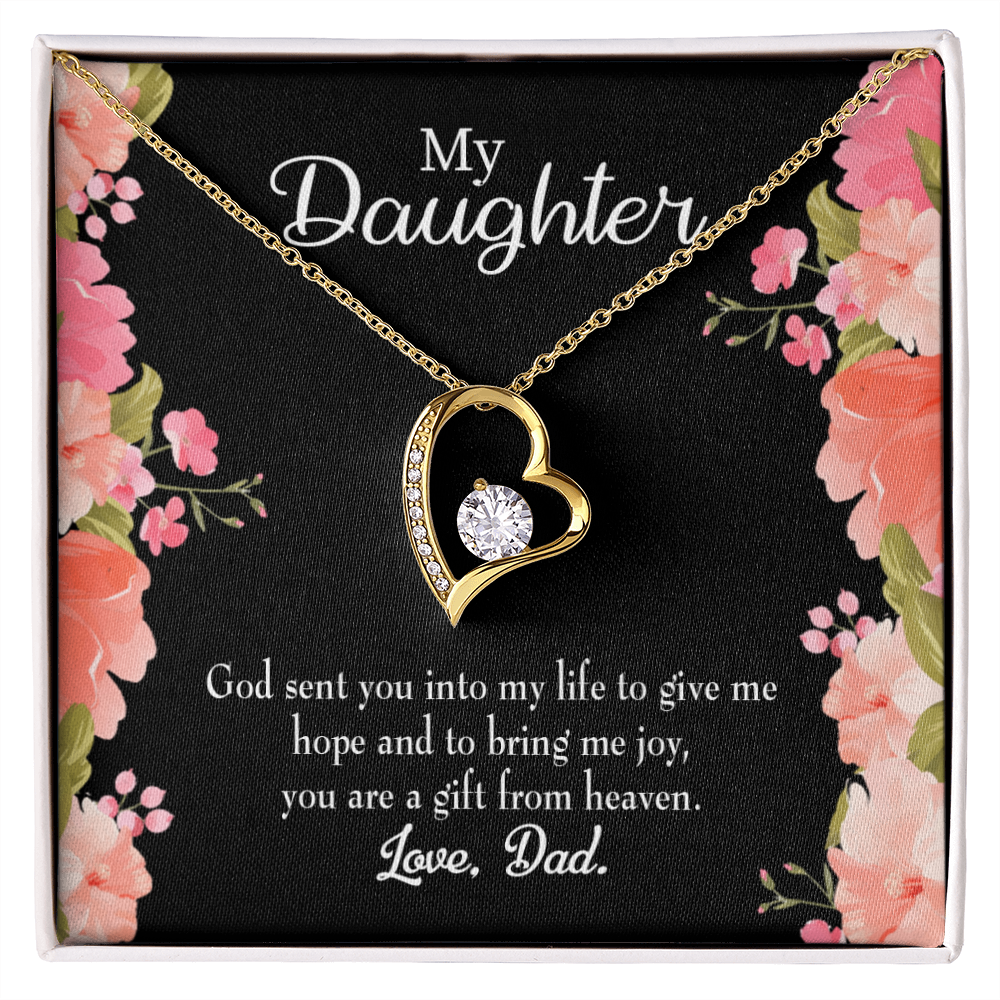 To My Daughter God Sent Daughter to Dad's Life Forever Necklace w Message Card-Express Your Love Gifts