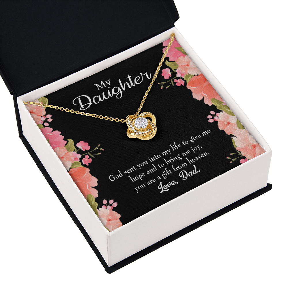 To My Daughter God Sent Daughter to Dad's Life Infinity Knot Necklace Message Card-Express Your Love Gifts