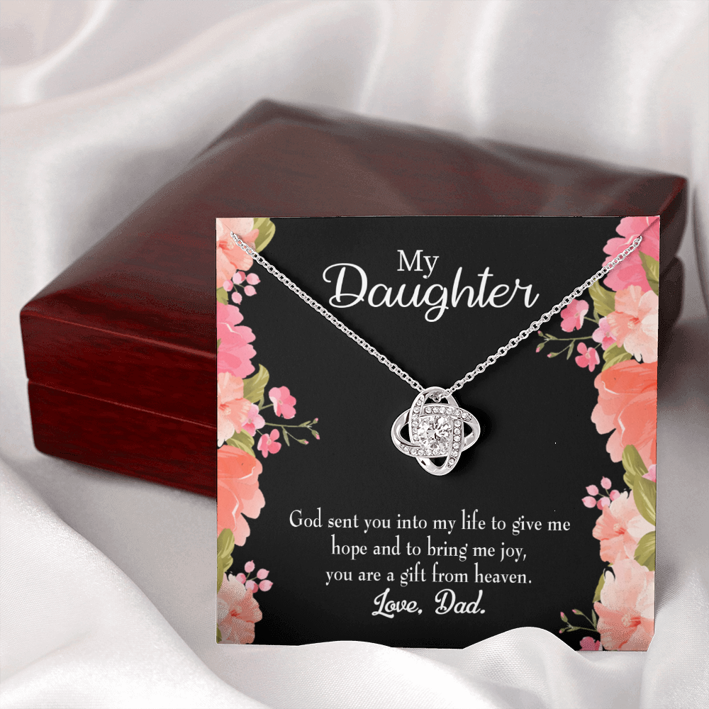 To My Daughter God Sent Daughter to Dad's Life Infinity Knot Necklace Message Card-Express Your Love Gifts