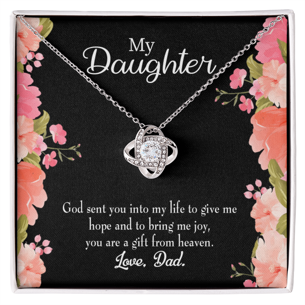 To My Daughter God Sent Daughter to Dad's Life Infinity Knot Necklace Message Card-Express Your Love Gifts