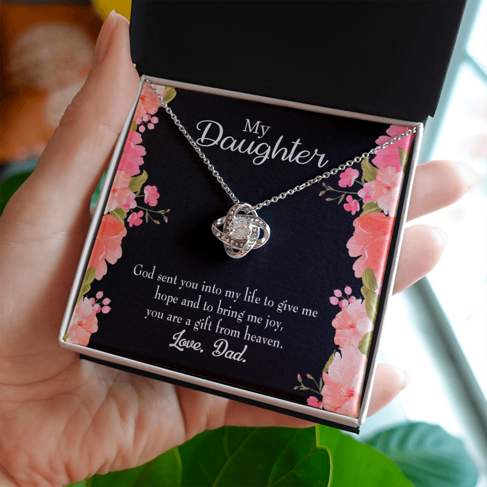 To My Daughter God Sent Daughter to Dad's Life Infinity Knot Necklace Message Card-Express Your Love Gifts