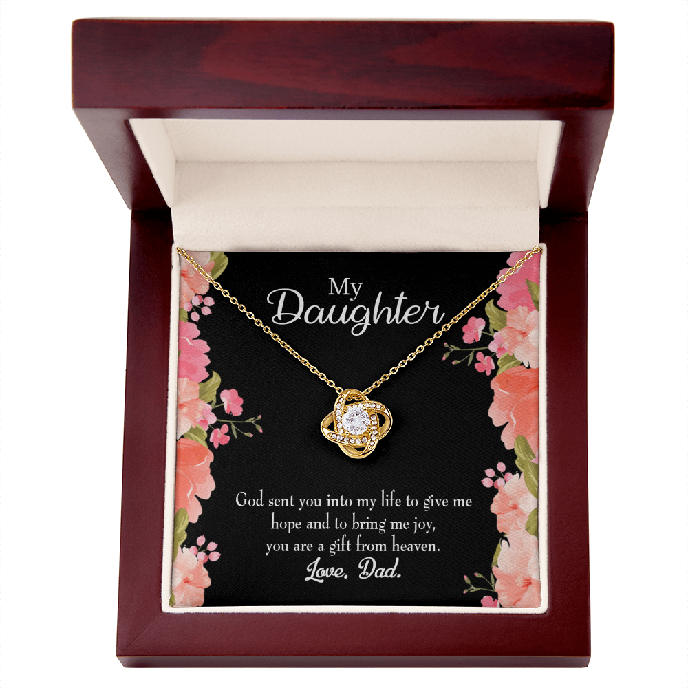 To My Daughter God Sent Daughter to Dad's Life Infinity Knot Necklace Message Card-Express Your Love Gifts
