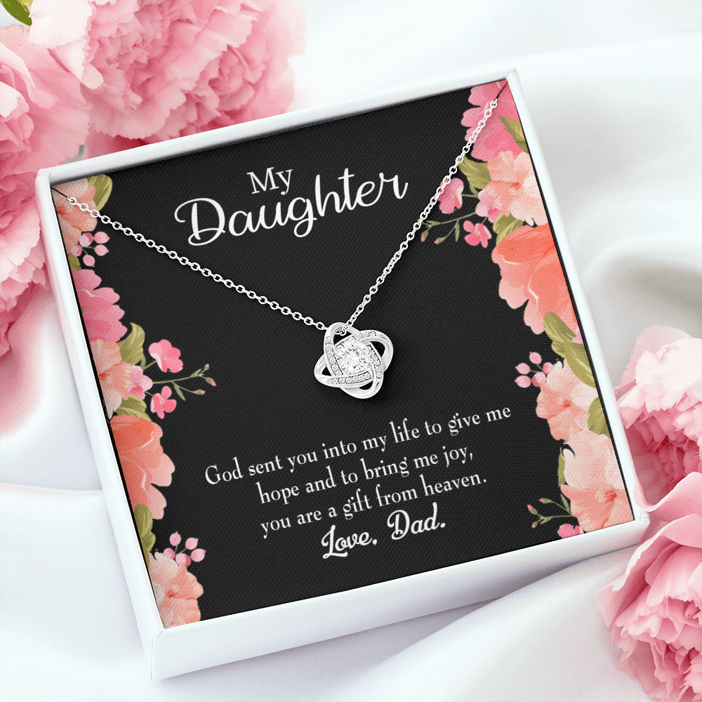 To My Daughter God Sent Daughter to Dad's Life Infinity Knot Necklace Message Card-Express Your Love Gifts