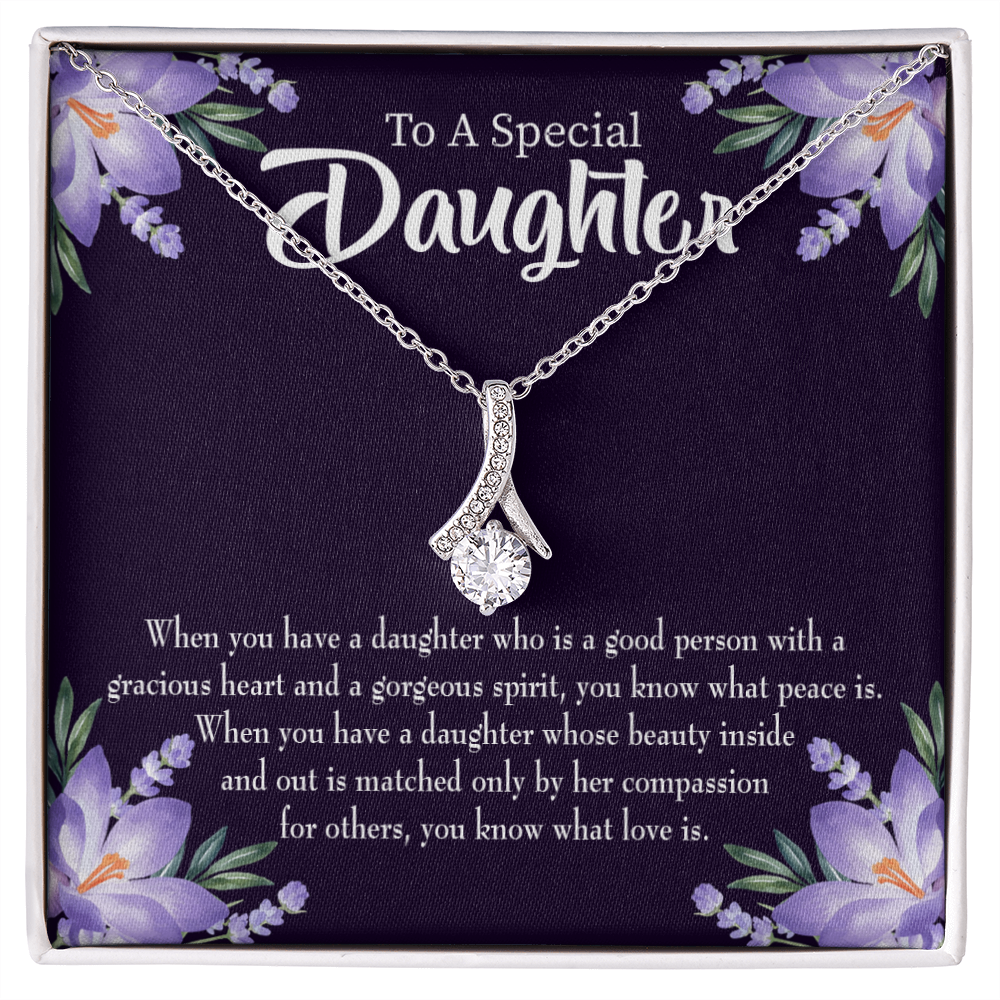 To My Daughter Good Person Daughter Alluring Ribbon Necklace Message Card-Express Your Love Gifts