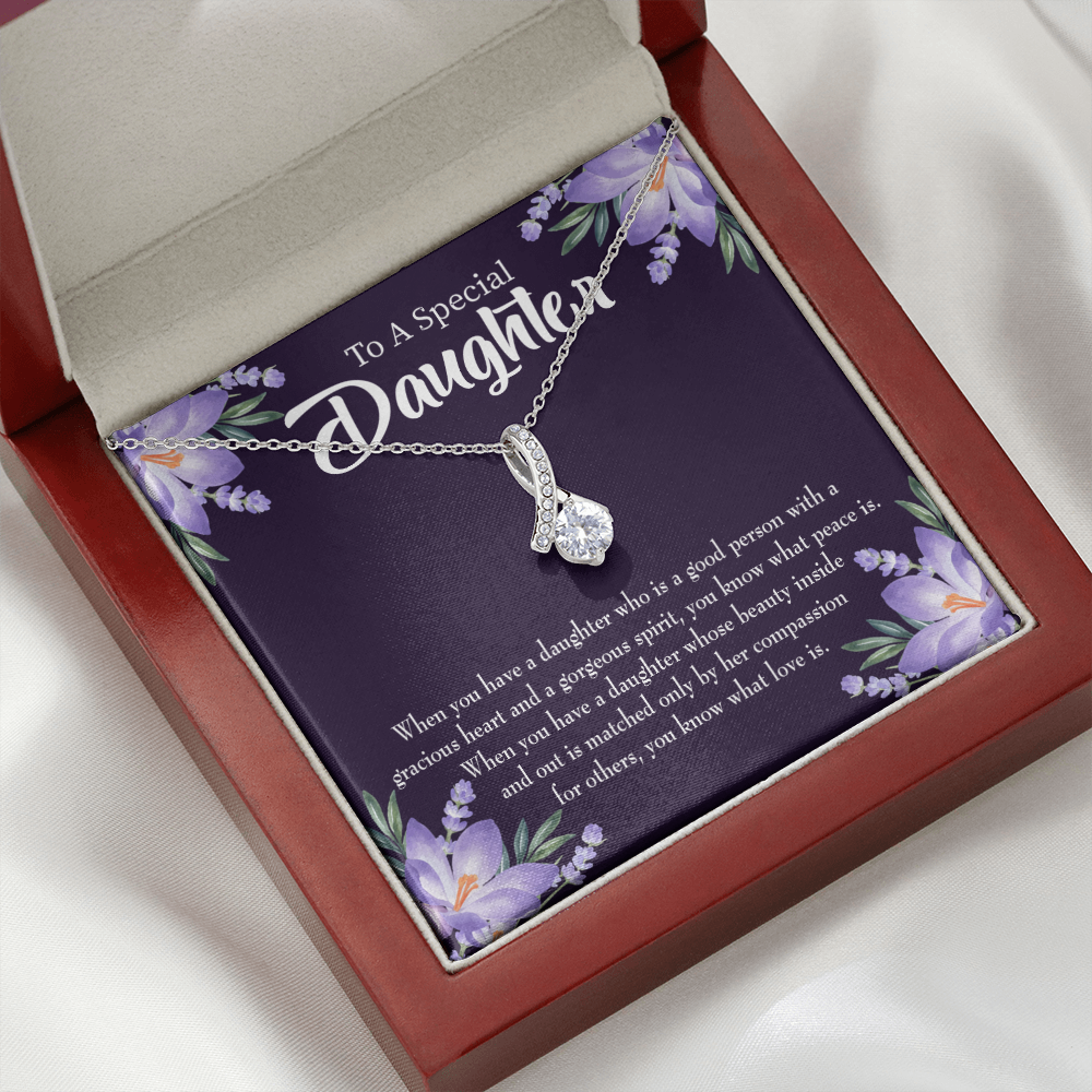 To My Daughter Good Person Daughter Alluring Ribbon Necklace Message Card-Express Your Love Gifts