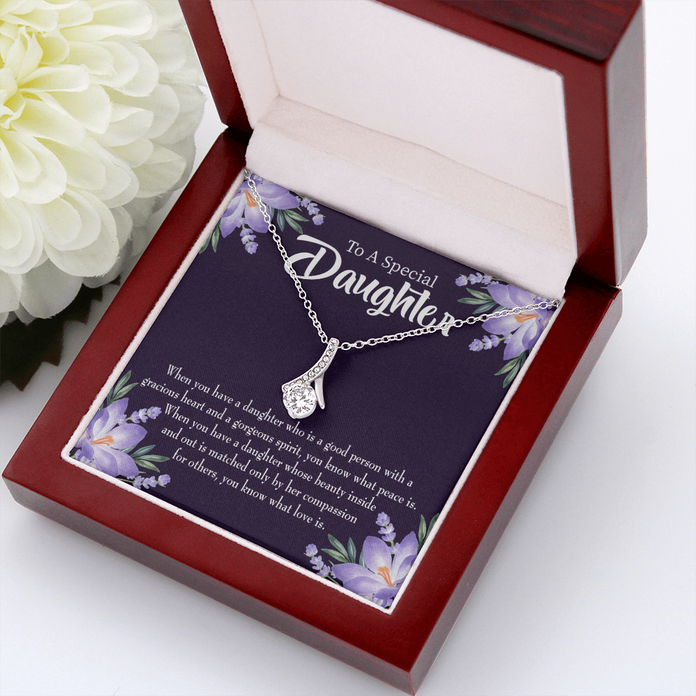 To My Daughter Good Person Daughter Alluring Ribbon Necklace Message Card-Express Your Love Gifts
