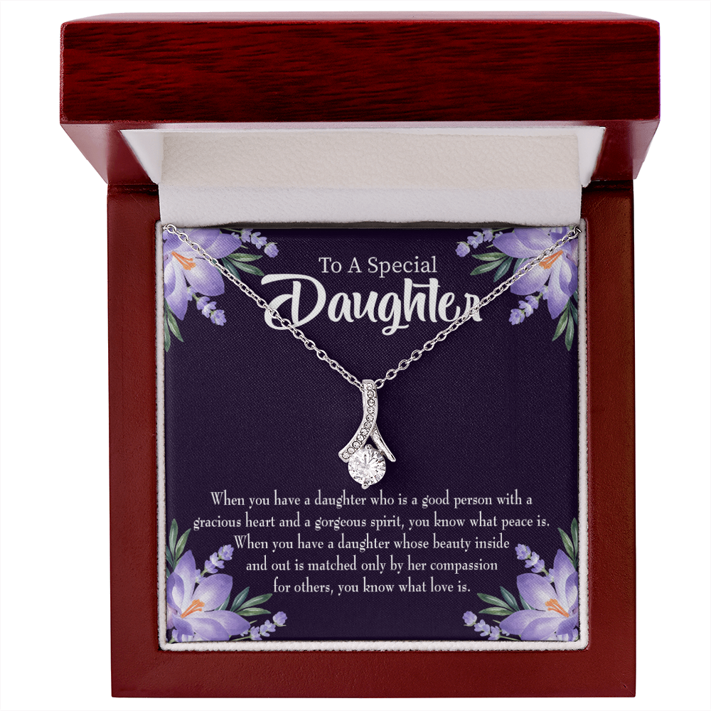 To My Daughter Good Person Daughter Alluring Ribbon Necklace Message Card-Express Your Love Gifts