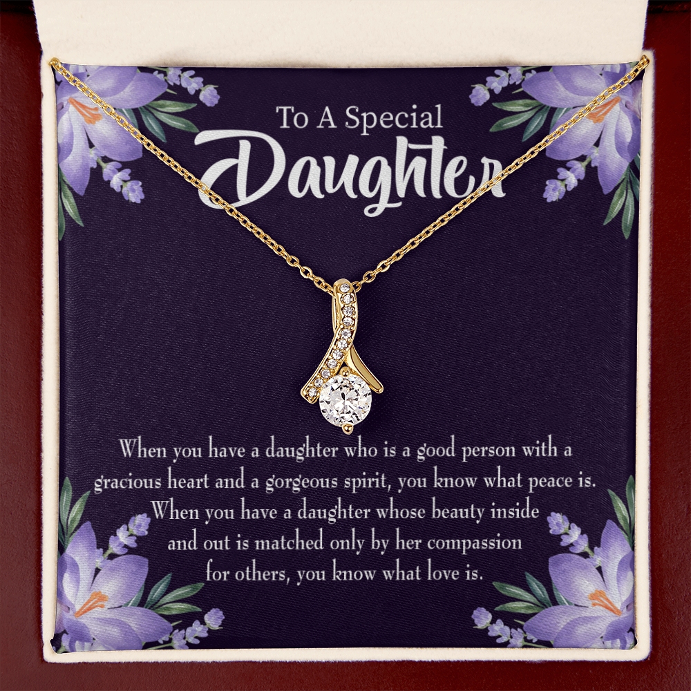 To My Daughter Good Person Daughter Alluring Ribbon Necklace Message Card-Express Your Love Gifts