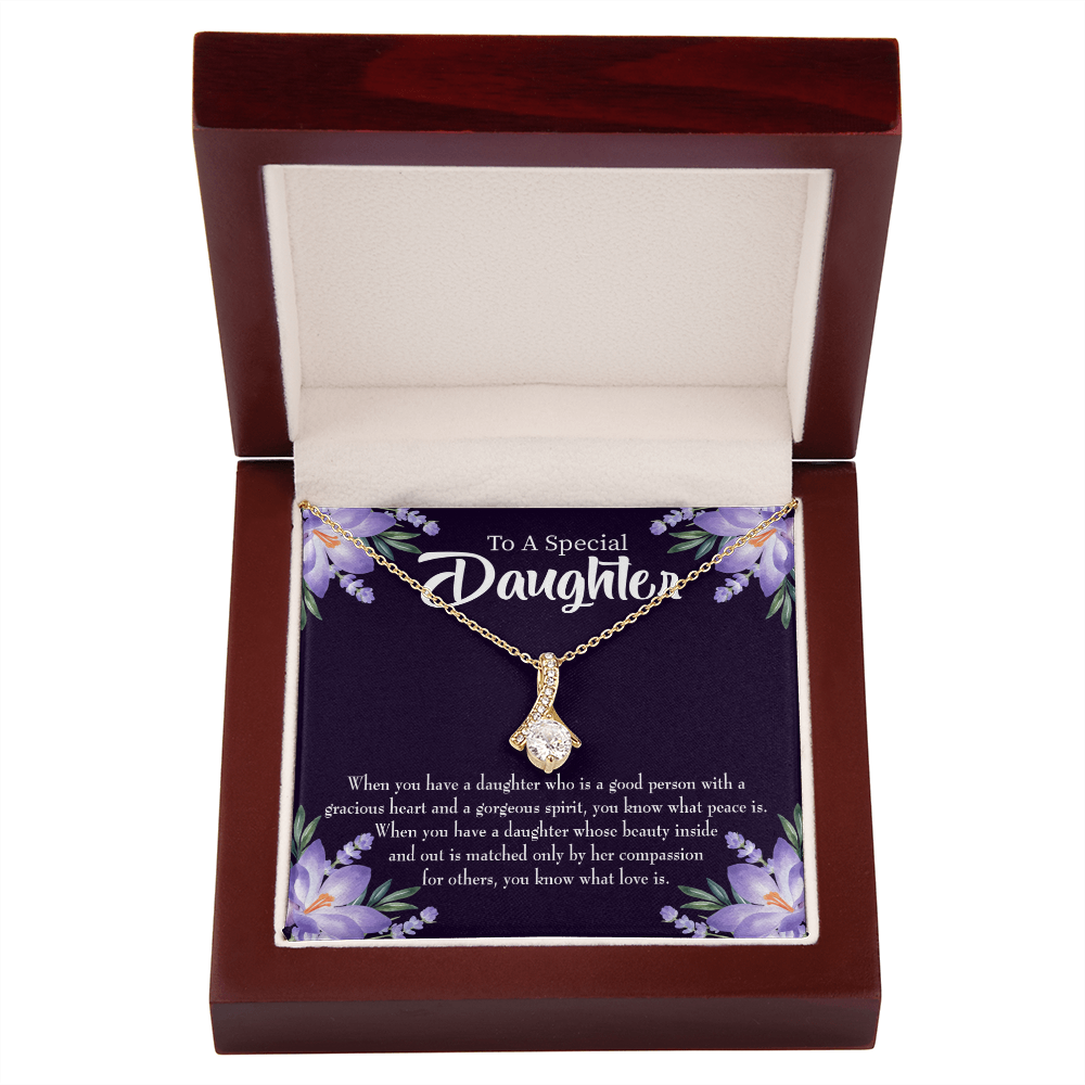 To My Daughter Good Person Daughter Alluring Ribbon Necklace Message Card-Express Your Love Gifts