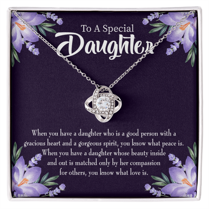 To My Daughter Good Person Daughter Infinity Knot Necklace Message Card-Express Your Love Gifts
