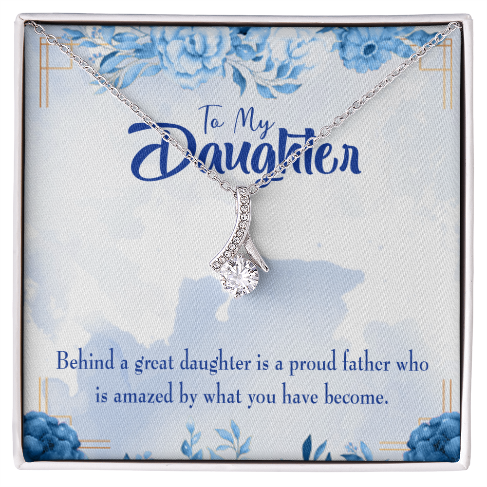 To My Daughter Great Daughter Amazing Dad Alluring Ribbon Necklace Message Card-Express Your Love Gifts