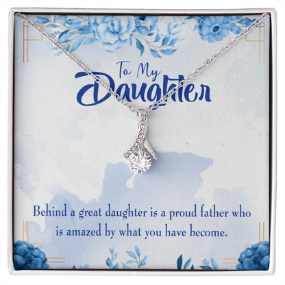 To My Daughter Great Daughter Amazing Dad Alluring Ribbon Necklace Message Card-Express Your Love Gifts