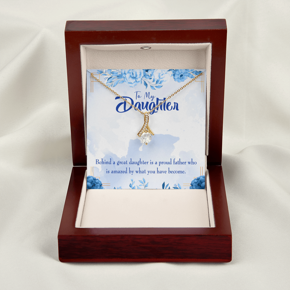 To My Daughter Great Daughter Amazing Dad Alluring Ribbon Necklace Message Card-Express Your Love Gifts