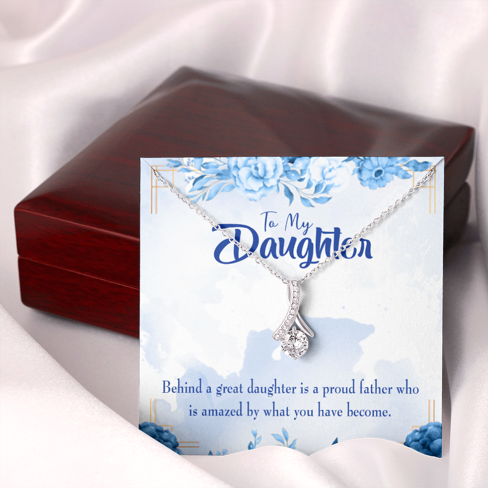To My Daughter Great Daughter Amazing Dad Alluring Ribbon Necklace Message Card-Express Your Love Gifts