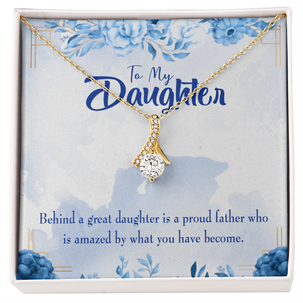 To My Daughter Great Daughter Amazing Dad Alluring Ribbon Necklace Message Card-Express Your Love Gifts