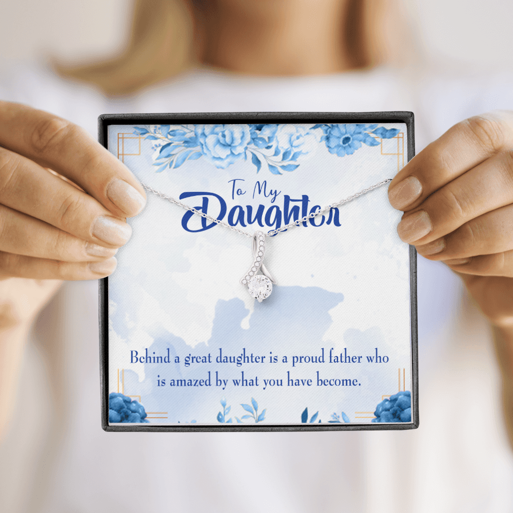 To My Daughter Great Daughter Amazing Dad Alluring Ribbon Necklace Message Card-Express Your Love Gifts