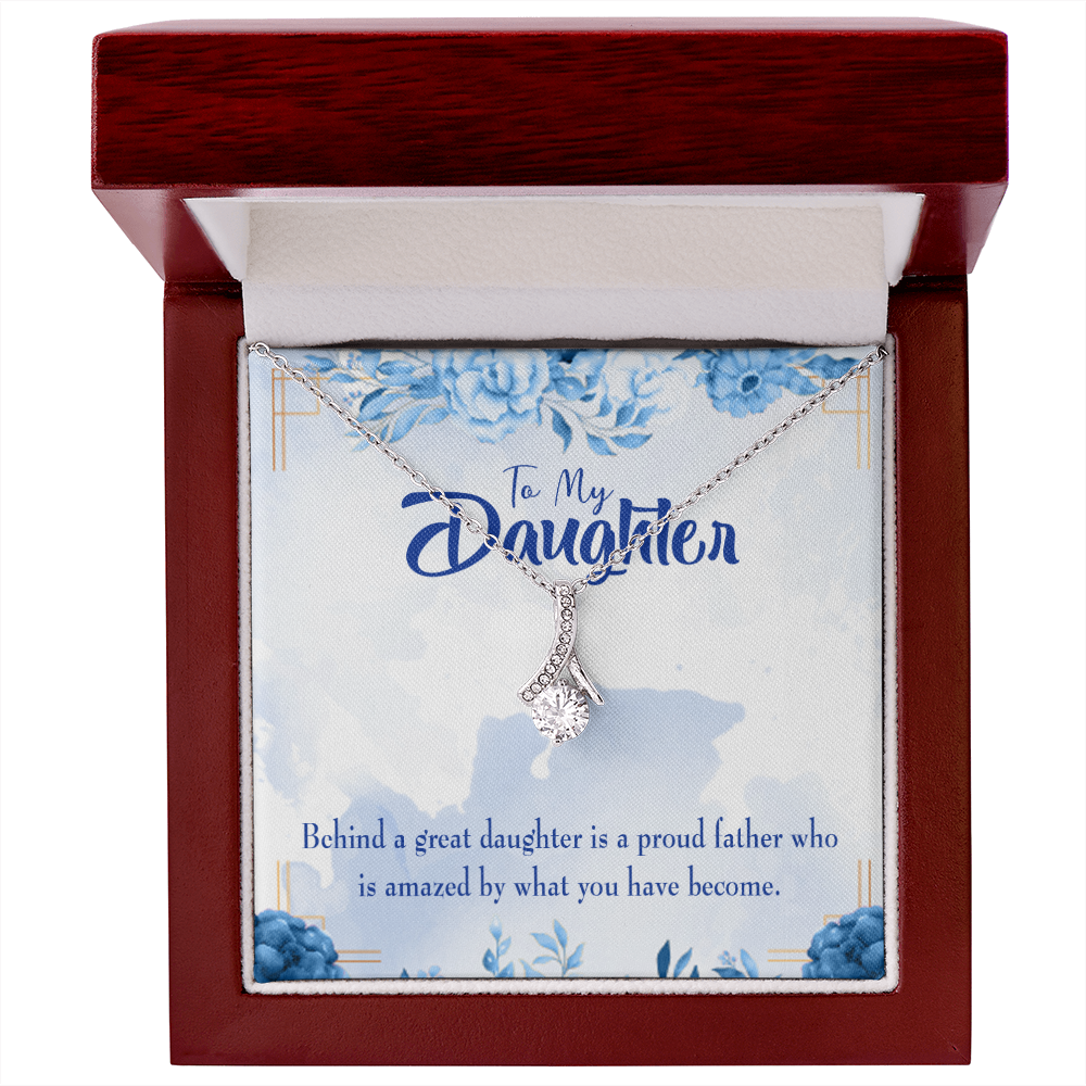 To My Daughter Great Daughter Amazing Dad Alluring Ribbon Necklace Message Card-Express Your Love Gifts