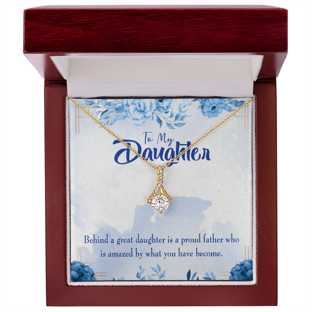 To My Daughter Great Daughter Amazing Dad Alluring Ribbon Necklace Message Card-Express Your Love Gifts