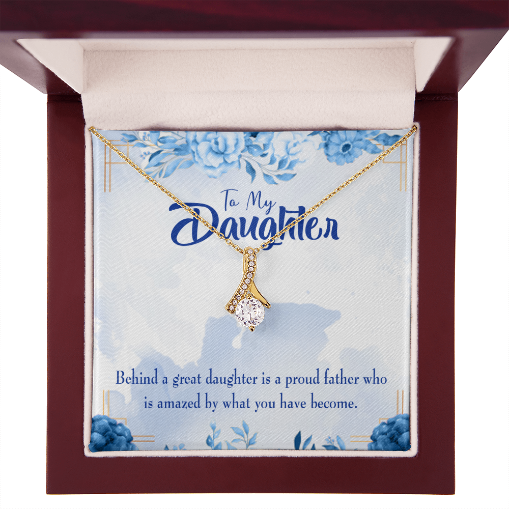 To My Daughter Great Daughter Amazing Dad Alluring Ribbon Necklace Message Card-Express Your Love Gifts