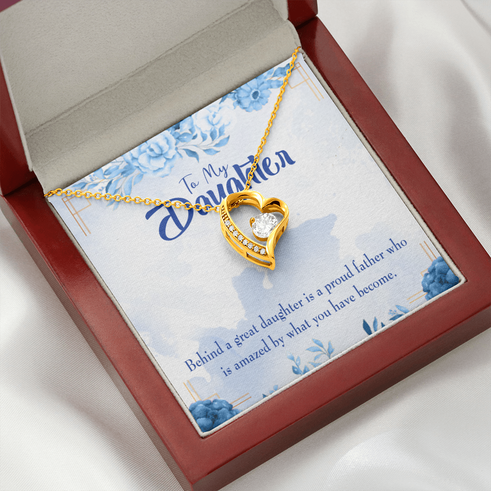 To My Daughter Great Daughter From Dad Forever Necklace w Message Card-Express Your Love Gifts