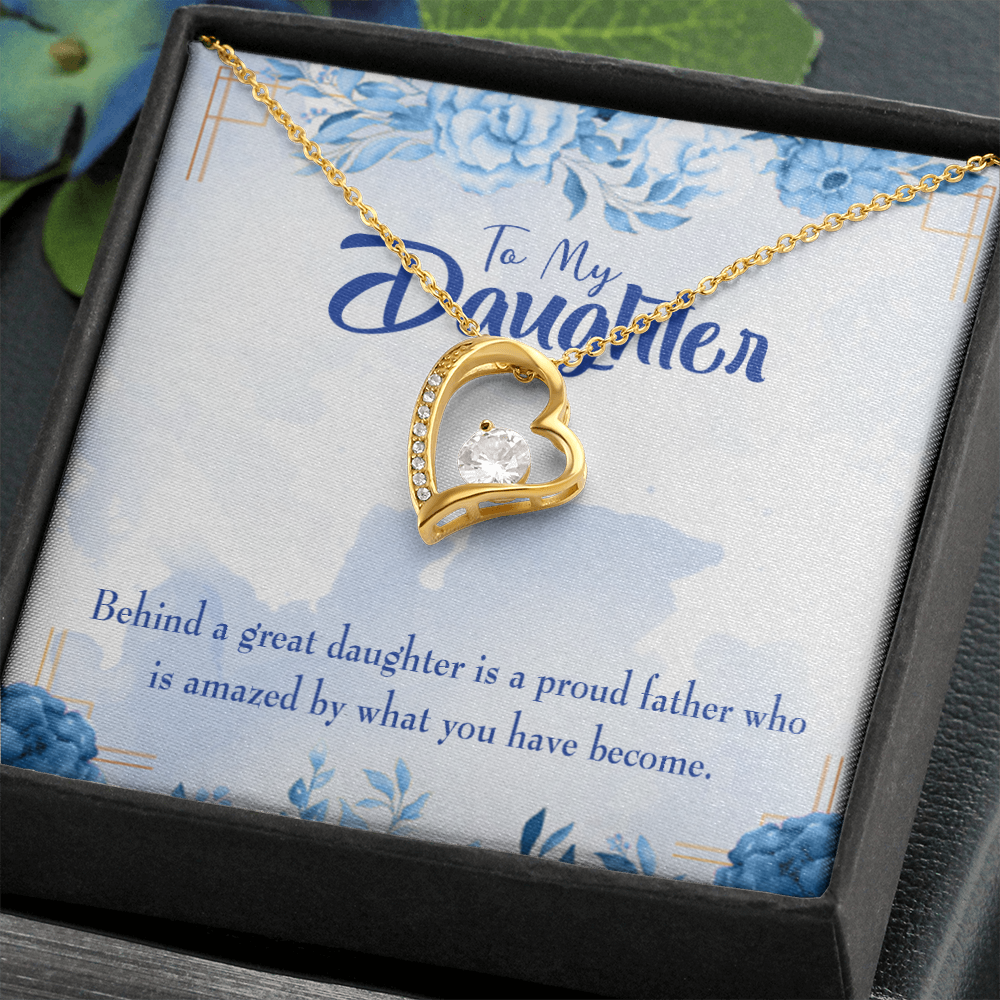 To My Daughter Great Daughter From Dad Forever Necklace w Message Card-Express Your Love Gifts